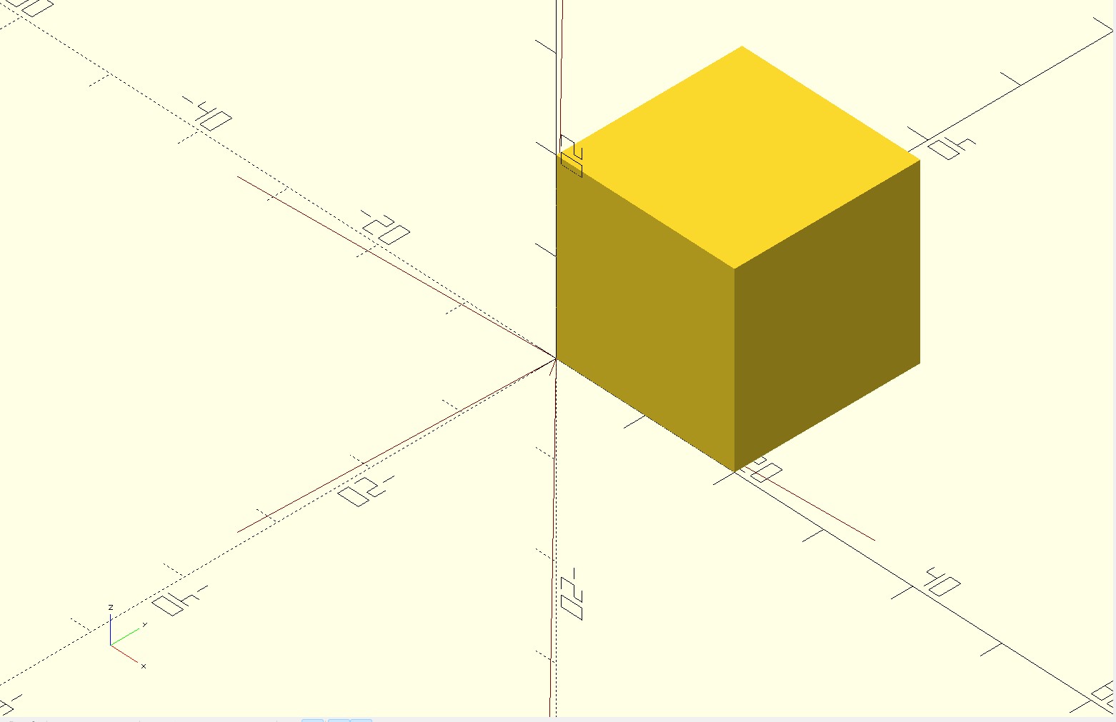 Viewport with the coordinate axis indicator visible in the corner